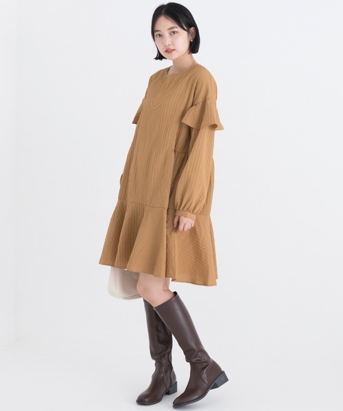 LAVEANGE(ラビアンジェ)の「ドビーフレアチュニック(チュニック・レディース・ブラック/レッド/キャメル・4L/3L/LL/M/L)」の12枚目の写真