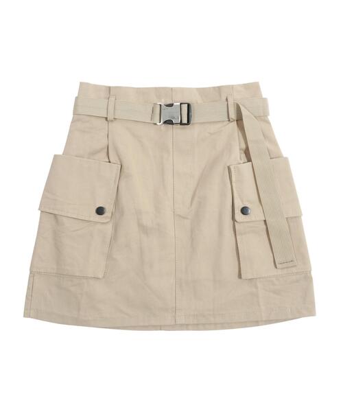 Figments(フィグメンツ)の「ベルト付きカーゴミニスカート(スカート・レディース・ブラック/ベージュ・FREE)」の6枚目の写真