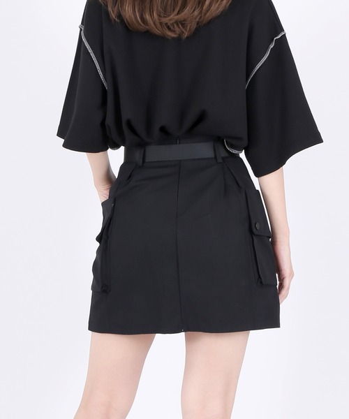 Figments(フィグメンツ)の「ベルト付きカーゴミニスカート(スカート・レディース・ブラック/ベージュ・FREE)」の11枚目の写真