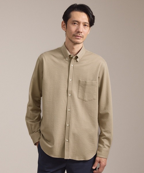 TAKEO KIKUCHI（タケオキクチ）の「【抗菌防臭/シーズンレス】シアサッカー ジャージシャツ（シャツ/ブラウス・メンズ・ボルドー/ライトグリーン/チャコール/ブルー系その他4/グレー/ネイビー系2/ダークグリーン/ブルー/ネイビー/ライトブルー/ライトベージュ/ダークブラウン/ブラウン系その他/ブルー系7・04/03/02/01）」の5枚目の写真