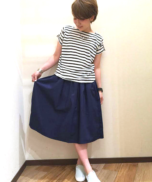 CIAOPANIC TYPY（チャオパニックティピー）の「コットンミモレスカート（スカート・レディース・ホワイト/ブラック/ネイビー/オリーブ/チャコールグレー・FREE）」の10枚目の写真