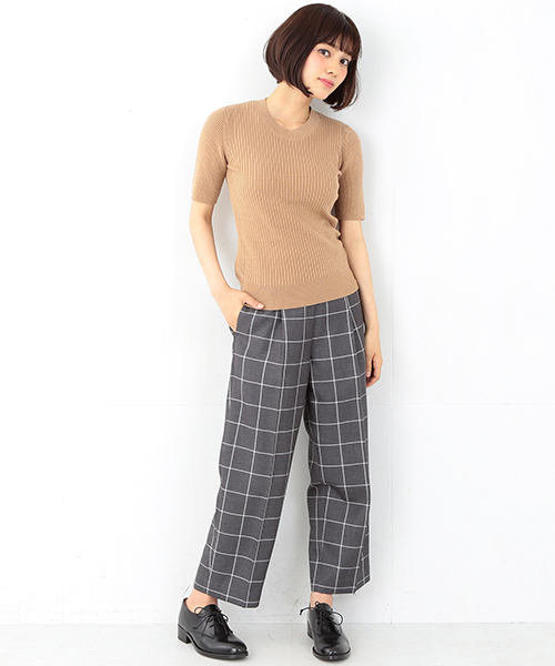 Ray BEAMS(レイビームス)の「Ray BEAMS / リブ 5分袖 クルーネック トップス(ニット/セーター・レディース・ブラック/ベージュ/オリーブ/ネイビー・ONE SIZE)」の10枚目の写真