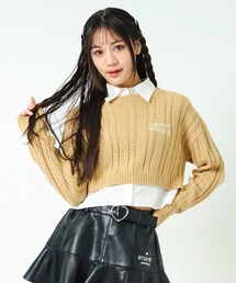 レイヤード風ケーブルニット