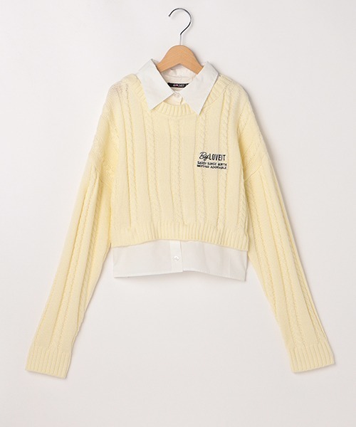 by LOVEiT(バイラビット)の「レイヤード風ケーブルニット(ニット/セーター・キッズ・オフホワイト/ブラック/ベージュ/ピンク・140cm/120cm/130cm/150cm/160cm)」の15枚目の写真