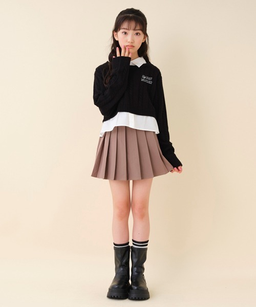 by LOVEiT(バイラビット)の「レイヤード風ケーブルニット(ニット/セーター・キッズ・オフホワイト/ブラック/ベージュ/ピンク・140cm/120cm/130cm/150cm/160cm)」の10枚目の写真