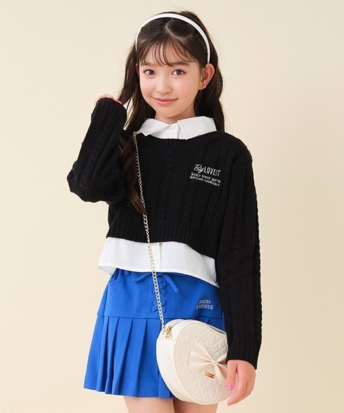 by LOVEiT(バイラビット)の「レイヤード風ケーブルニット(ニット/セーター・キッズ・オフホワイト/ブラック/ベージュ/ピンク・140cm/120cm/130cm/150cm/160cm)」の9枚目の写真