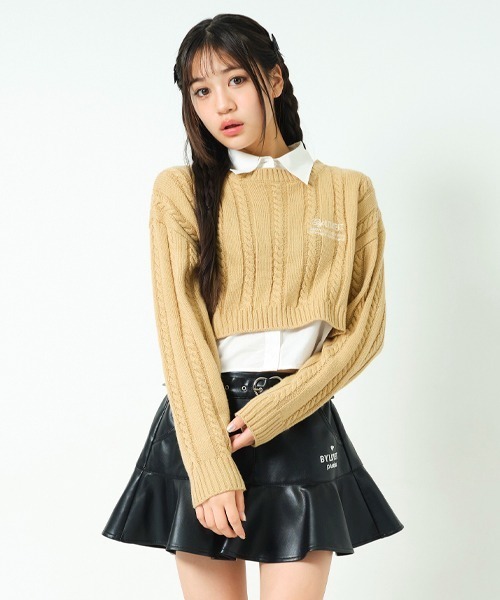 by LOVEiT(バイラビット)の「レイヤード風ケーブルニット(ニット/セーター・キッズ・オフホワイト/ブラック/ベージュ/ピンク・140cm/120cm/130cm/150cm/160cm)」の6枚目の写真