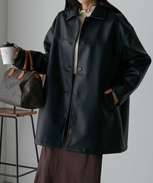 Anss.me | 【Anss.me】フェイクレザーオーバーサイズジャケット(その他アウター)