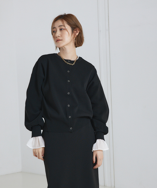 abahouse mavie（アバハウスマヴィ）の「ポリエステル2WAYショートカーデ（カーディガン/ボレロ・レディース・ホワイト/ブラック/ダークオレンジ・フリー）」の11枚目の写真