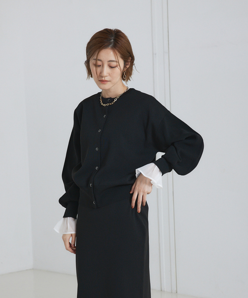 abahouse mavie（アバハウスマヴィ）の「ポリエステル2WAYショートカーデ（カーディガン/ボレロ・レディース・ホワイト/ブラック/ダークオレンジ・フリー）」の10枚目の写真