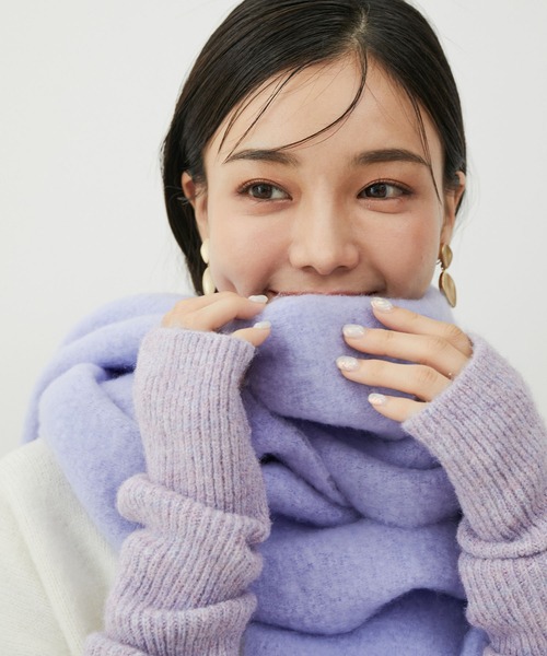 VIS（ビス）の「【2WAY】フィンガーレスリブニットアームウォーマー（手袋・レディース・グレー/オフホワイト/ブラウン/ミント/ブルー/ラベンダー/レッド系その他2・FREE）」の6枚目の写真