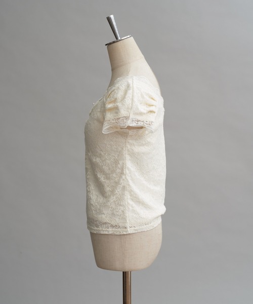 one after another NICE CLAUP（ワンアフターアナザーナイスクラップ）の「Vネックレースインナー（タンクトップ・レディース・ピンクベージュ/オフホワイト/チャコールグレー・FREE）」の17枚目の写真