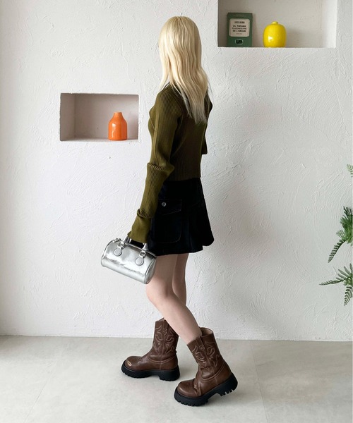 sedacle girl（セダクルガール）の「配色ポロニット（ニット/セーター・レディース・ネイビー/レッド/カーキ・FREE）」の8枚目の写真