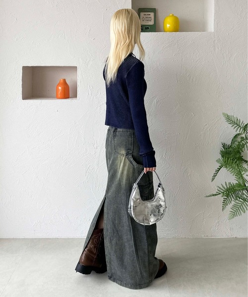 sedacle girl（セダクルガール）の「配色ポロニット（ニット/セーター・レディース・ネイビー/レッド/カーキ・FREE）」の12枚目の写真