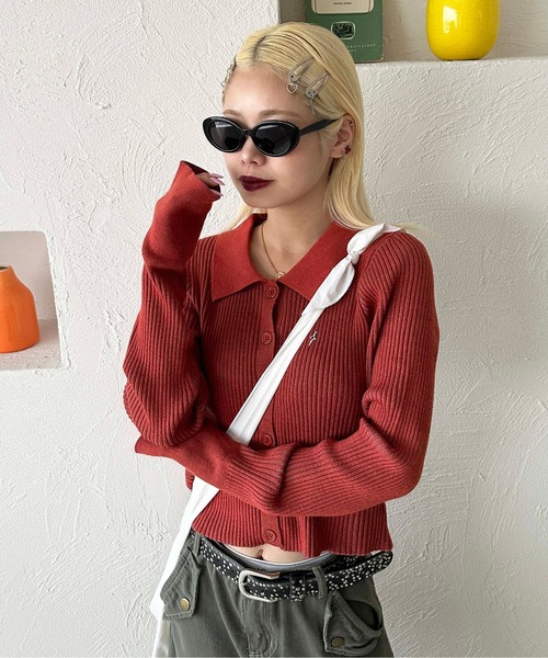 sedacle girl（セダクルガール）の「配色ポロニット（ニット/セーター・レディース・ネイビー/レッド/カーキ・FREE）」の13枚目の写真