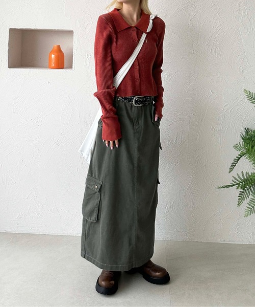 sedacle girl（セダクルガール）の「配色ポロニット（ニット/セーター・レディース・ネイビー/レッド/カーキ・FREE）」の15枚目の写真