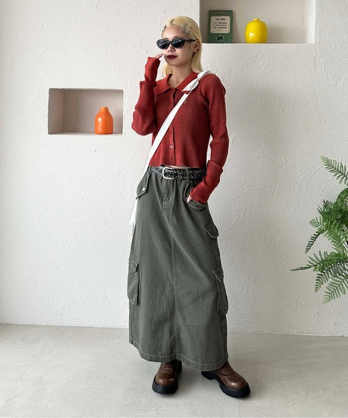 sedacle girl（セダクルガール）の「配色ポロニット（ニット/セーター・レディース・ネイビー/レッド/カーキ・FREE）」の16枚目の写真