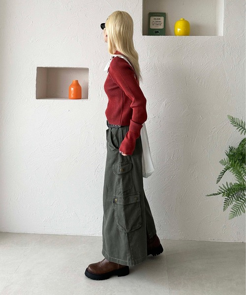 sedacle girl（セダクルガール）の「配色ポロニット（ニット/セーター・レディース・ネイビー/レッド/カーキ・FREE）」の17枚目の写真