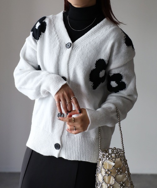 セール】フラワーニットカーディガン（ニット/セーター）｜Riberry