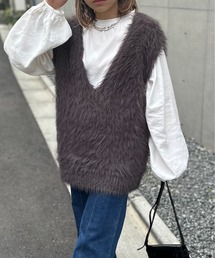 mi via loca | フェザーヤーンニットベスト(ニット/セーター)