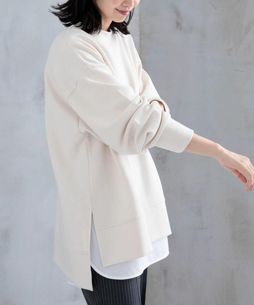 Green　Parks（グリーンパークス）の「Soft　Cushion　ダンボールチュニック（チュニック・レディース・グリーン/ブラック/ホワイト系その他2/ベージュ・FREE）」の2枚目の写真