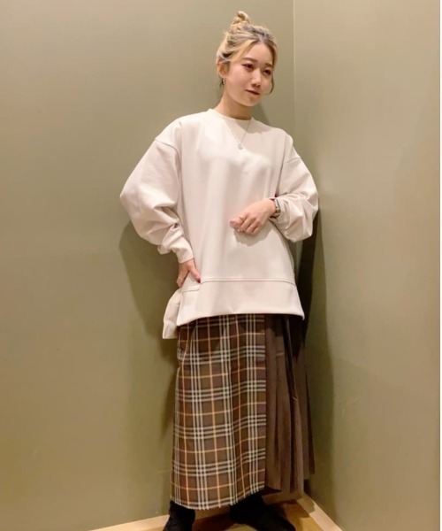 Green　Parks（グリーンパークス）の「Soft　Cushion　ダンボールチュニック（チュニック・レディース・グリーン/ブラック/ホワイト系その他2/ベージュ・FREE）」の5枚目の写真