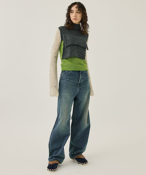 kotohayokozawa モヘア　ハイネック　セーター　ニット kotohayokozawa(コトハヨコザワ)のMOHAIR BORDER HIGH NECK KNIT