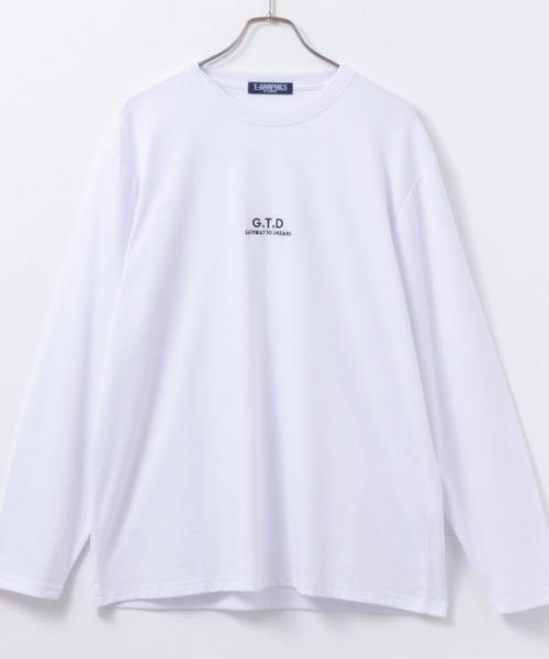Mac-House（マックハウス）の「【24SS 新柄入荷】ロゴプリント ロングスリーブTEE（Tシャツ/カットソー・メンズ・ホワイト/カーキ/ブラック/ベージュ/チャコールグレー/ブラック系1/グリーン/グレー系1/ネイビー/オートミール/杢グレー/ブラック系2/ブルー/ホワイト系1/ホワイト系2/ホワイト系3/カーキ系2/ホワイト系5/ブラック系4/ベージュ系1/グレー系2/グレイッシュベージュ/ブラック系5/ブラック系3/ホワイト系4・S/M/XL/L）」の4枚目の写真