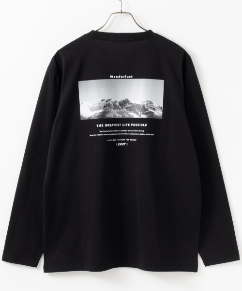 Mac-House（マックハウス）の「【24SS 新柄入荷】ロゴプリント ロングスリーブTEE（Tシャツ/カットソー・メンズ・ホワイト/カーキ/ブラック/ベージュ/チャコールグレー/ブラック系1/グリーン/グレー系1/ネイビー/オートミール/杢グレー/ブラック系2/ブルー/ホワイト系1/ホワイト系2/ホワイト系3/カーキ系2/ホワイト系5/ブラック系4/ベージュ系1/グレー系2/グレイッシュベージュ/ブラック系5/ブラック系3/ホワイト系4・S/M/XL/L）」の11枚目の写真