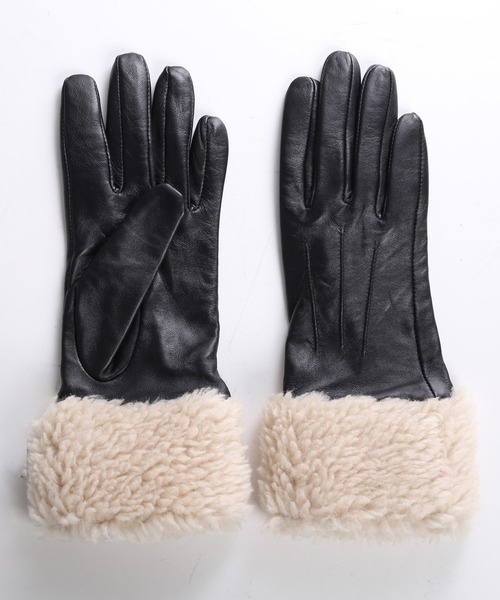 sankyo shokai（サンキョウショウカイ）の「ラムレザーボアエコファー手袋 スマホ対応（手袋・レディース・ブラック/ダークブラウン/キャメル/グレイッシュベージュ/ボルドー・フリー）」の10枚目の写真