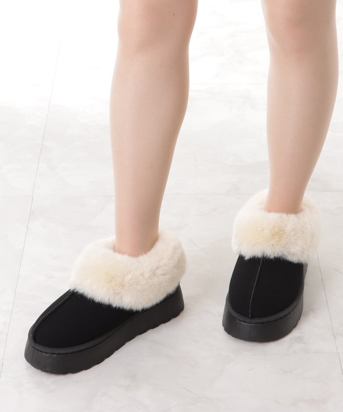 Lace Ladies（レースレディース）の「ムートン風ボア付きボリュームショートブーツ（ブーツ・レディース・ブラック/ベージュ/グレイッシュベージュ・23/23.5/24/24.5/ 25）」の17枚目の写真