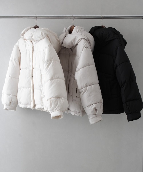 SpRay(スプレイ)の「フード取外しエコダウンジャケット(ダウンジャケット/コート・レディース・オフホワイト/アイボリー/ブラック・FREE)」の4枚目の写真