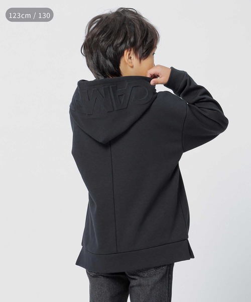 CAMP7（キャンプセブン）の「【CAMP7】フードエンボスロゴ裏シャギーパーカー（パーカー・キッズ・ブルー/ブラック・140/160/130/110/150/120）」の3枚目の写真