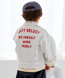 aBity select（アビティセレクト）の「ストライプ バックロゴプリント ツイルジャケット（ブルゾン）」