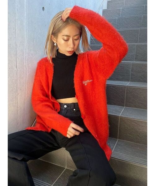 EMODA（エモダ）の「【Ames Worldwide】カラーフラッフィーロゴカーディガン（カーディガン/ボレロ・レディース・グレー/ブルー/オレンジ・FREE）」の3枚目の写真