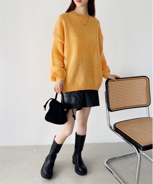 thank U more(サンキューモア)の「ざっくり編みカラーニット(ニット/セーター・レディース・オレンジ/ブルー/グリーン/オフホワイト/ピンク・FREE)」の8枚目の写真
