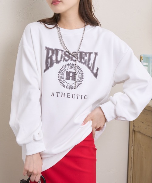 Ada.（エイダ）の「RUSSELL カレッジロゴ スウェット（スウェット・レディース・ホワイト/ブラック/ブルー/ライトグリーン/アイボリー・FREE）」の2枚目の写真