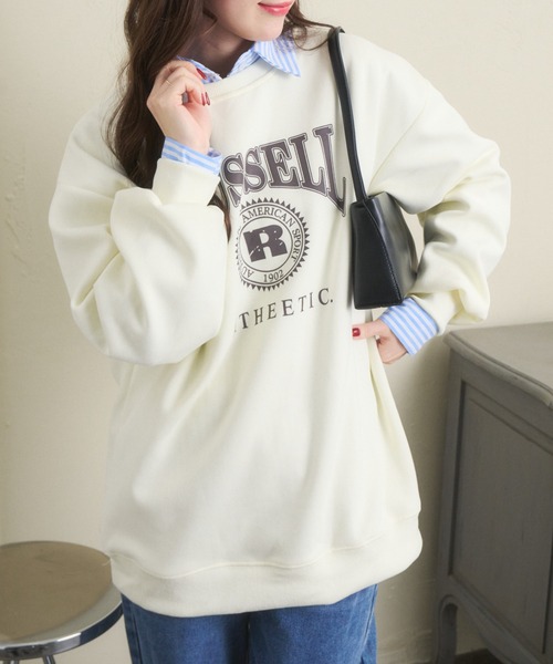 Ada.（エイダ）の「RUSSELL カレッジロゴ スウェット（スウェット・レディース・ホワイト/ブラック/ブルー/ライトグリーン/アイボリー・FREE）」の17枚目の写真