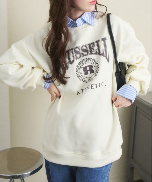 Ada.（エイダ）の「RUSSELL カレッジロゴ スウェット（スウェット・レディース・ホワイト/ブラック/ブルー/ライトグリーン/アイボリー・FREE）」の18枚目の写真