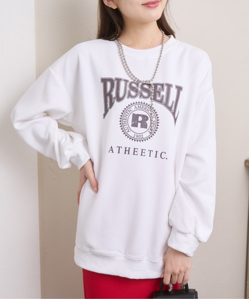 Ada.（エイダ）の「RUSSELL カレッジロゴ スウェット（スウェット・レディース・ホワイト/ブラック/ブルー/ライトグリーン/アイボリー・FREE）」の6枚目の写真