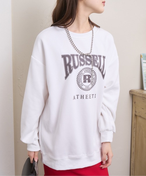 Ada.（エイダ）の「RUSSELL カレッジロゴ スウェット（スウェット・レディース・ホワイト/ブラック/ブルー/ライトグリーン/アイボリー・FREE）」の7枚目の写真