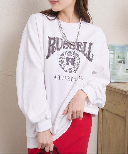 Ada.（エイダ）の「RUSSELL カレッジロゴ スウェット（スウェット・レディース・ホワイト/ブラック/ブルー/ライトグリーン/アイボリー・FREE）」の9枚目の写真