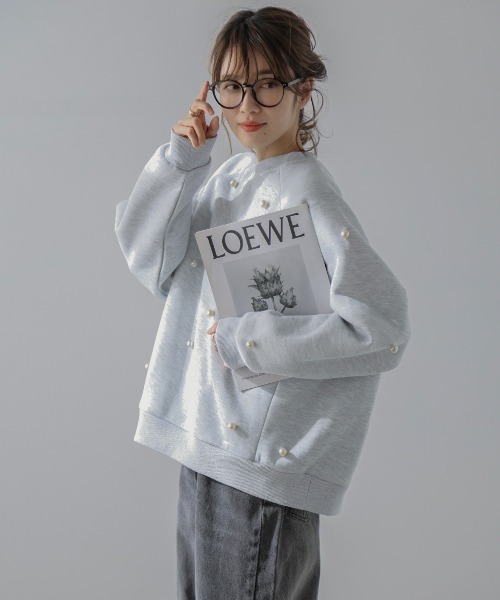 AMELY（エミリー）の「裏起毛パールスウェット（スウェット・レディース・ブラック/グレー/ベージュ・フリー）」の10枚目の写真