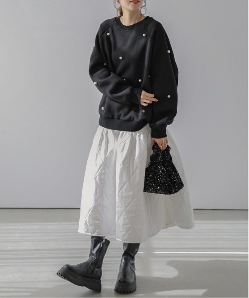 AMELY（エミリー）の「裏起毛パールスウェット（スウェット・レディース・ブラック/グレー/ベージュ・フリー）」の5枚目の写真