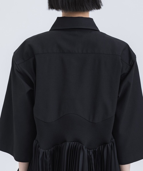 「TOGA PULLA」 半袖ブラウス 1 ブラック レディース TOGA（トーガ）の「【TOGA PULLA/トーガプルラ】Taffeta pleats