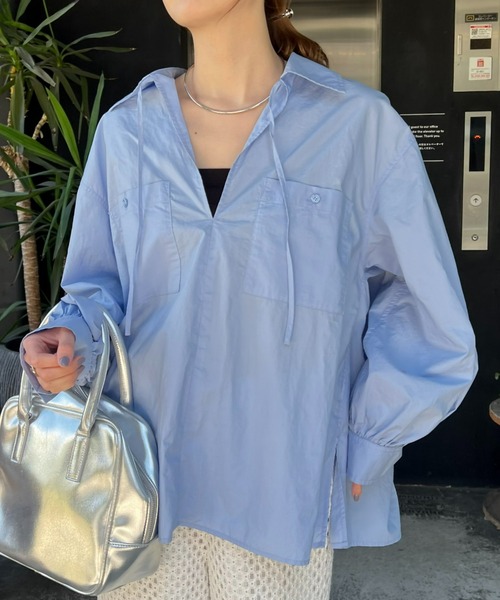 CIAOPANIC TYPY(チャオパニックティピー)の「アソートカフタンBIGシャツ(シャツ/ブラウス・レディース・ホワイト/サックスブルー/イエロー/ブラック・ONE SIZE)」の4枚目の写真