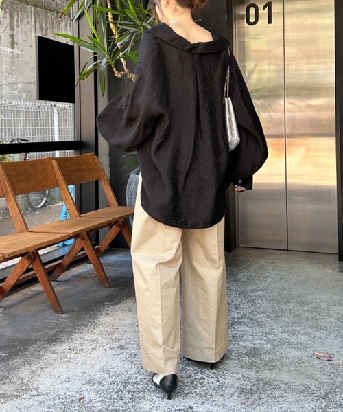 CIAOPANIC TYPY(チャオパニックティピー)の「アソートカフタンBIGシャツ(シャツ/ブラウス・レディース・ホワイト/サックスブルー/イエロー/ブラック・ONE SIZE)」の22枚目の写真