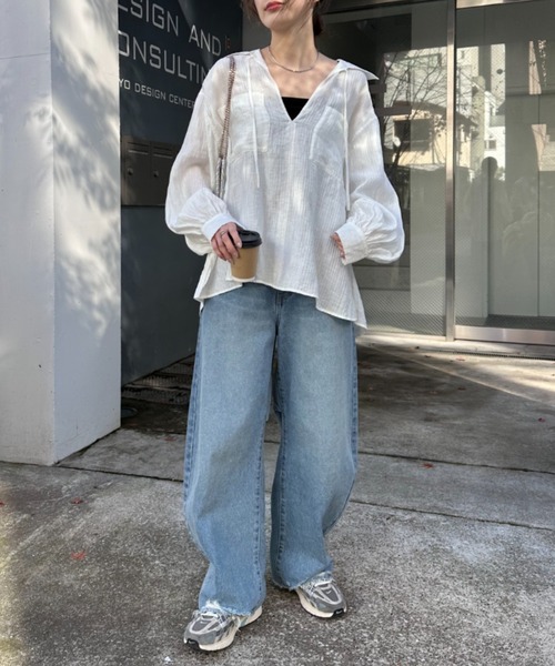 CIAOPANIC TYPY(チャオパニックティピー)の「アソートカフタンBIGシャツ(シャツ/ブラウス・レディース・ホワイト/サックスブルー/イエロー/ブラック・ONE SIZE)」の10枚目の写真