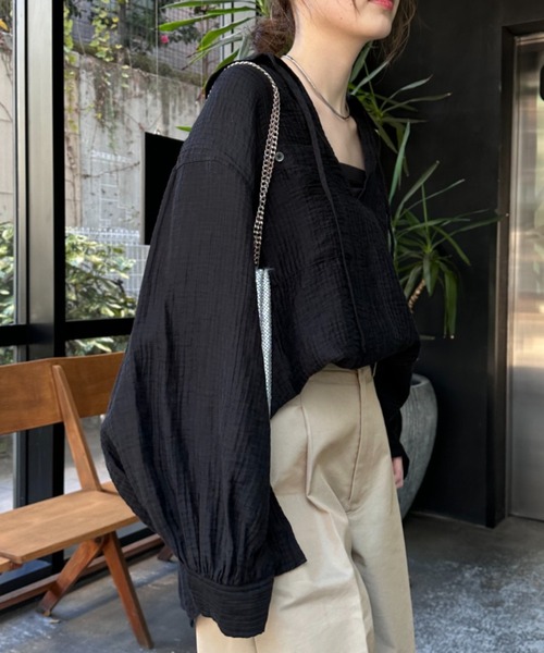 CIAOPANIC TYPY(チャオパニックティピー)の「アソートカフタンBIGシャツ(シャツ/ブラウス・レディース・ホワイト/サックスブルー/イエロー/ブラック・ONE SIZE)」の17枚目の写真