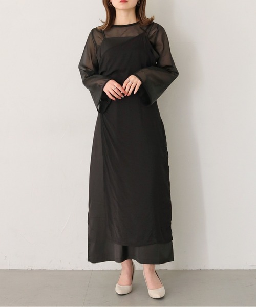 CLEIO（クレイオ）の「【CLEIO】-オケージョン/結婚式- ドレープシアーレイヤードキャミワンピース Draped sheer layered cami dress/980-11625（ワンピース・レディース・ベージュ/ブラック/アイボリー・FREE）」の19枚目の写真